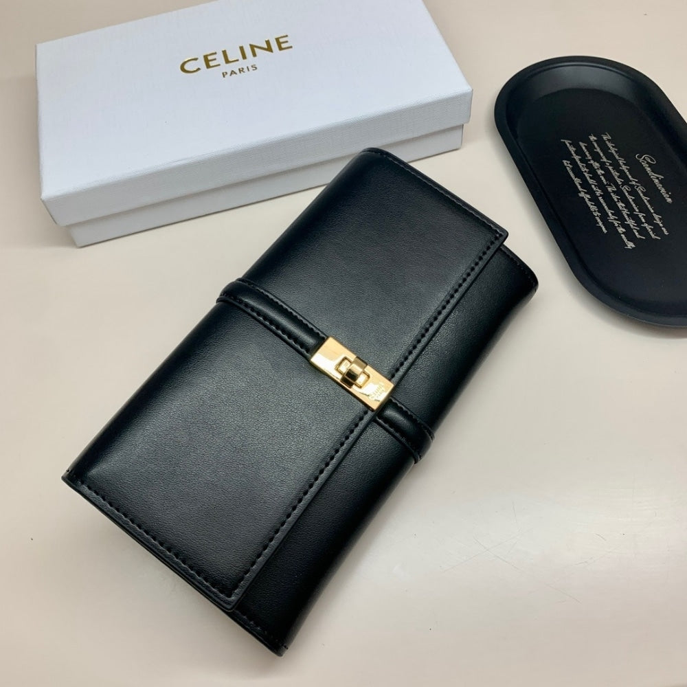 CELINE LARGE WALLET 16 IN SATINATED BLACK 19CM 10M033CQ7 38NO