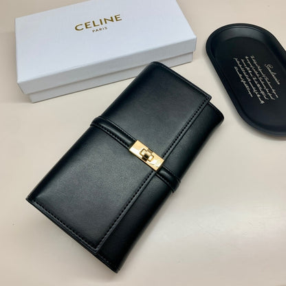 CELINE LARGE WALLET 16 IN SATINATED BLACK 19CM 10M033CQ7 38NO
