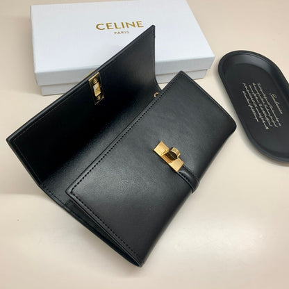 CELINE LARGE WALLET 16 IN SATINATED BLACK 19CM 10M033CQ7 38NO