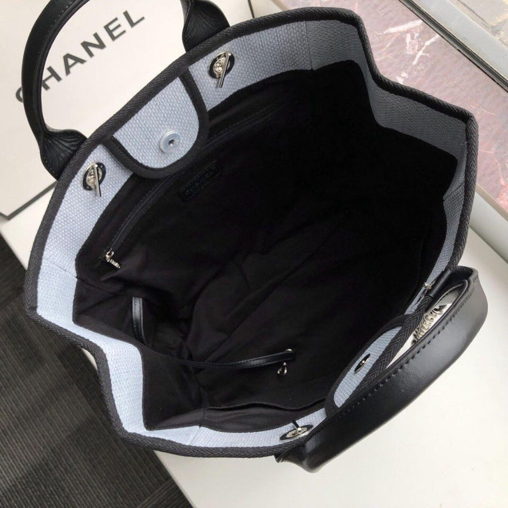 Chanel Deauville Tote White Gray 38cm A66941