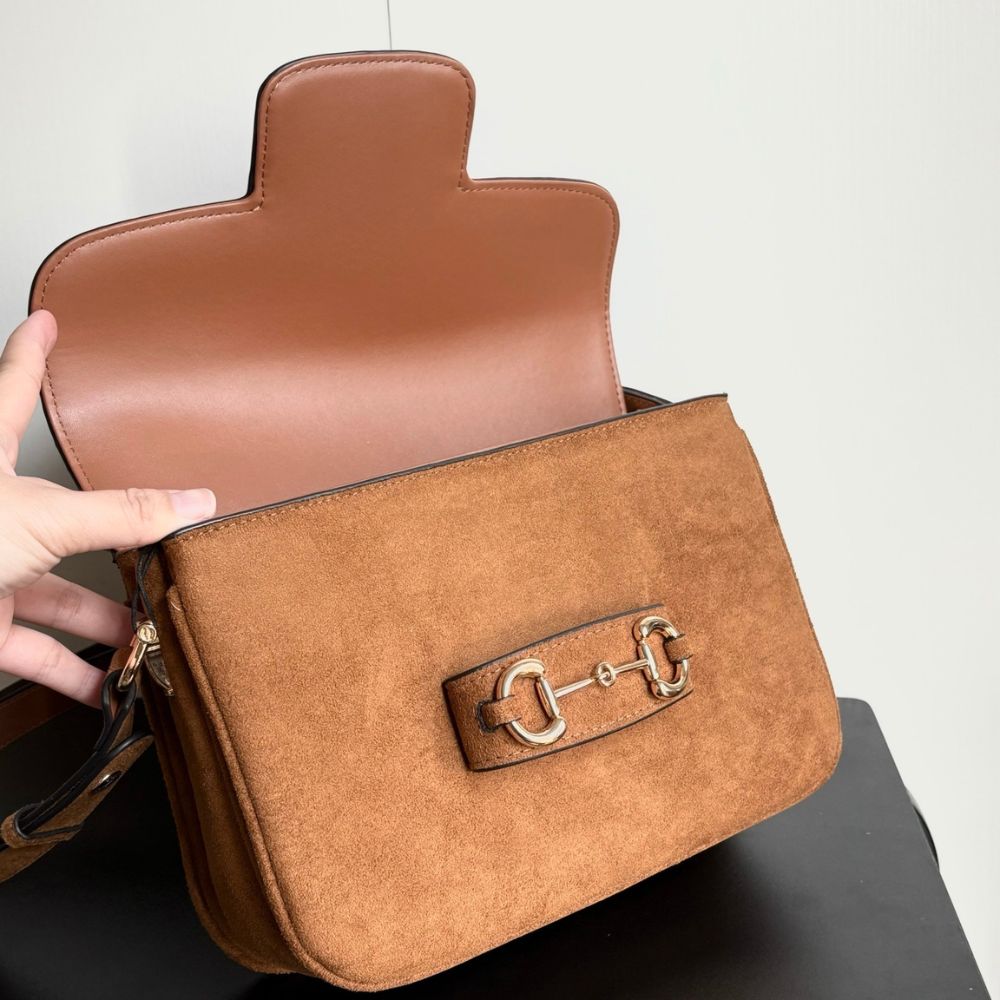 Gucci Horsebit 1955 Aura Small Shoulder Bag Brown 26Cm
