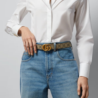 Gucci GG Marmont Reversible Belt Brown Leather 659417 92TIC 8358