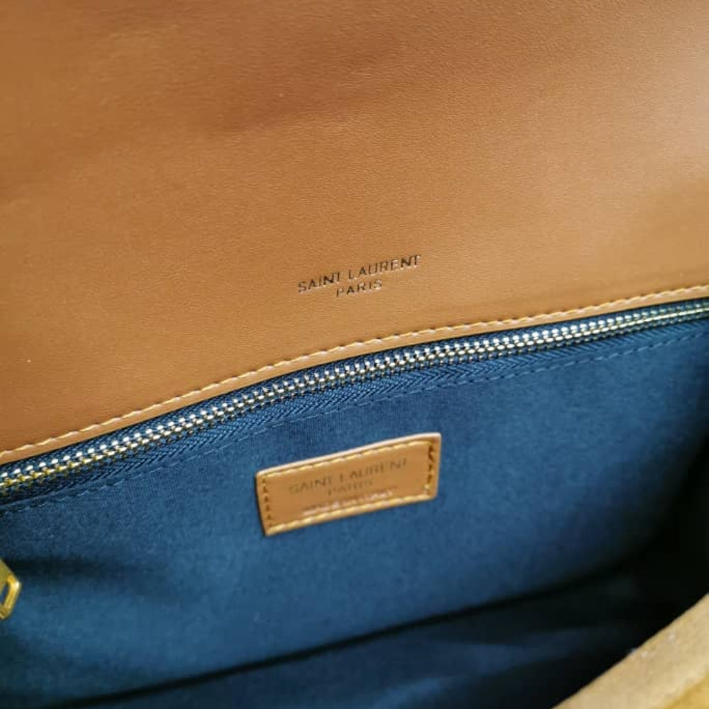 Saint Laurent Niki Baby Chain Bag In Suede Brown 28Cm