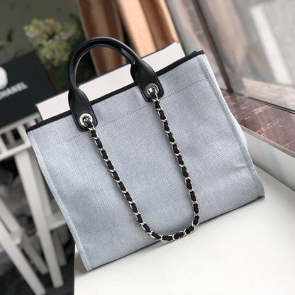 Chanel Deauville Tote White Gray 38cm A66941