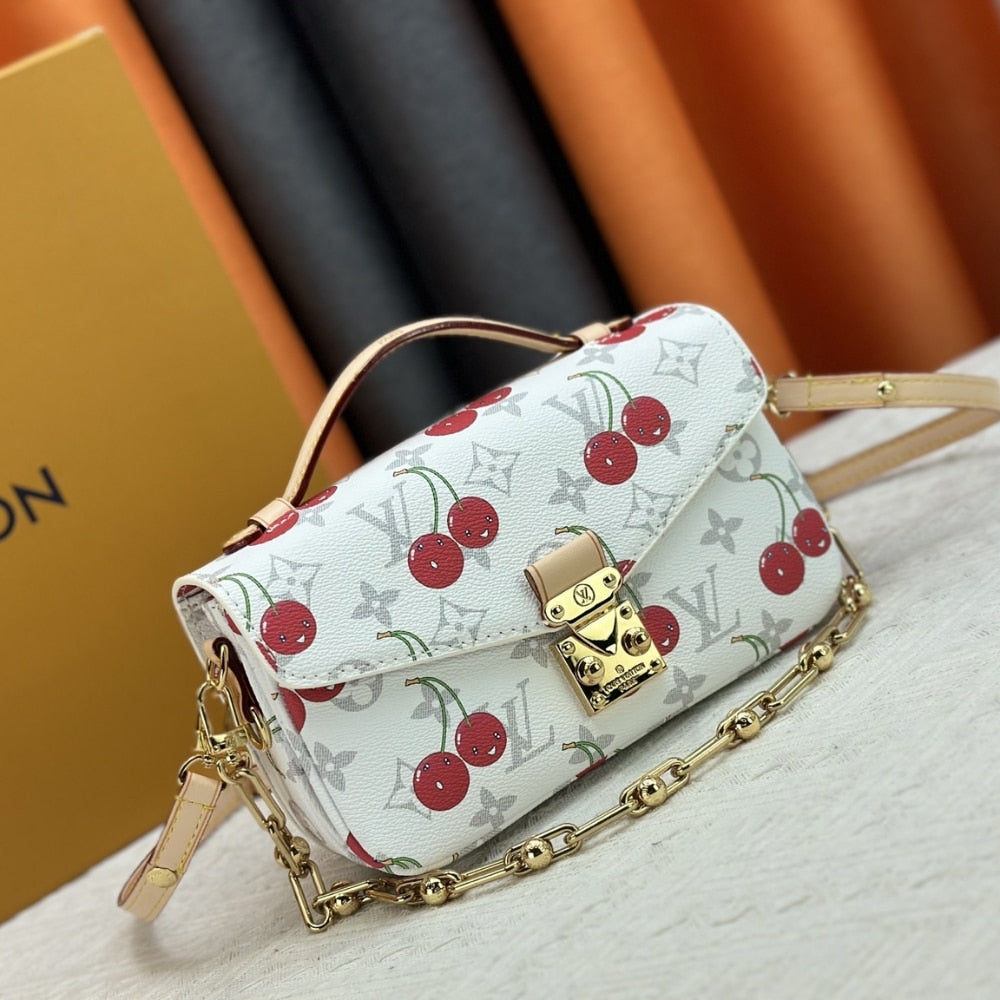 Louis Vuitton X Murakami Pochette Métis East West Monogram Cherry White 21Cm M14231