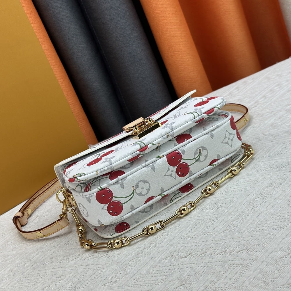 Louis Vuitton X Murakami Pochette Métis East West Monogram Cherry White 21Cm M14231