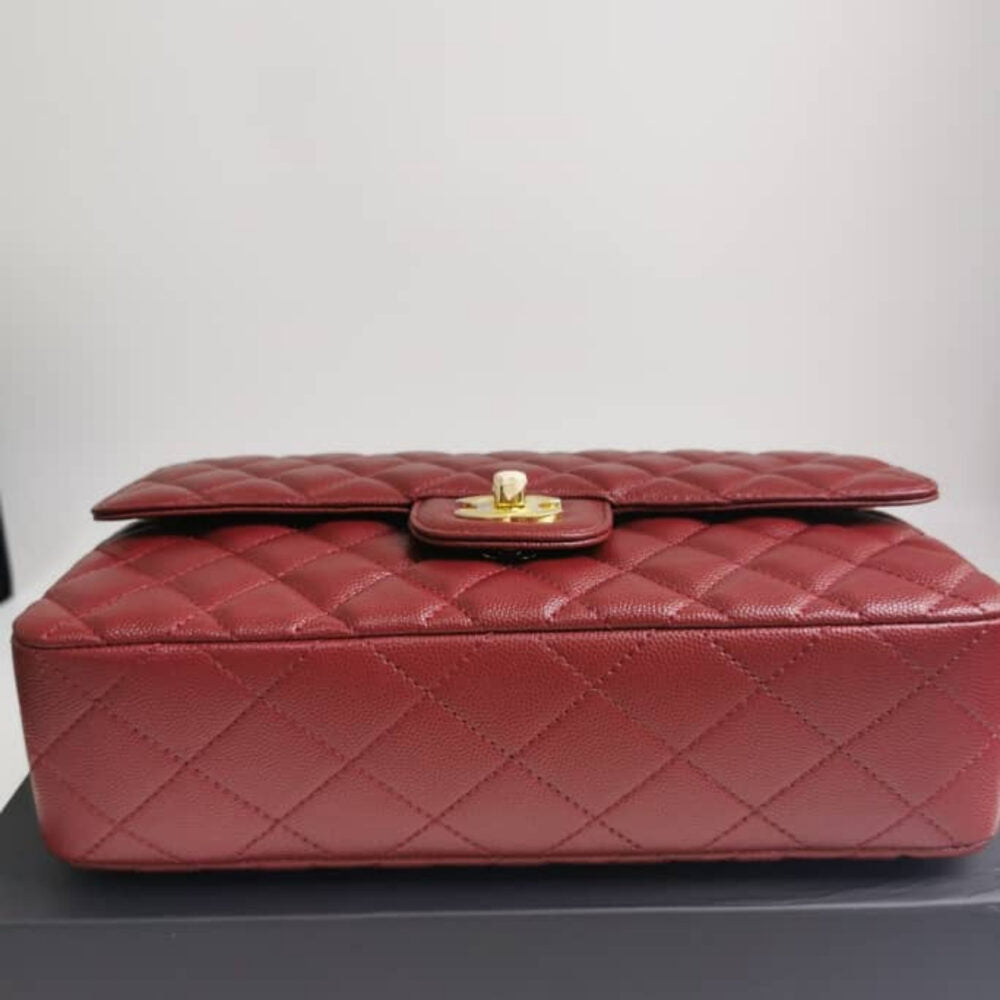 Chanel Medium Classic Double Flap Burgundy Gold Hardware 25Cm