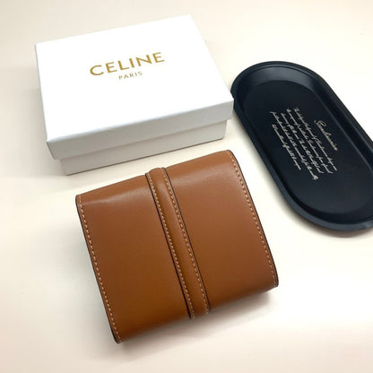 CELINE SMALL TRIFOLD WALLET 16 IN SATINATED TAN 11CM 10F523CQ7 04LU