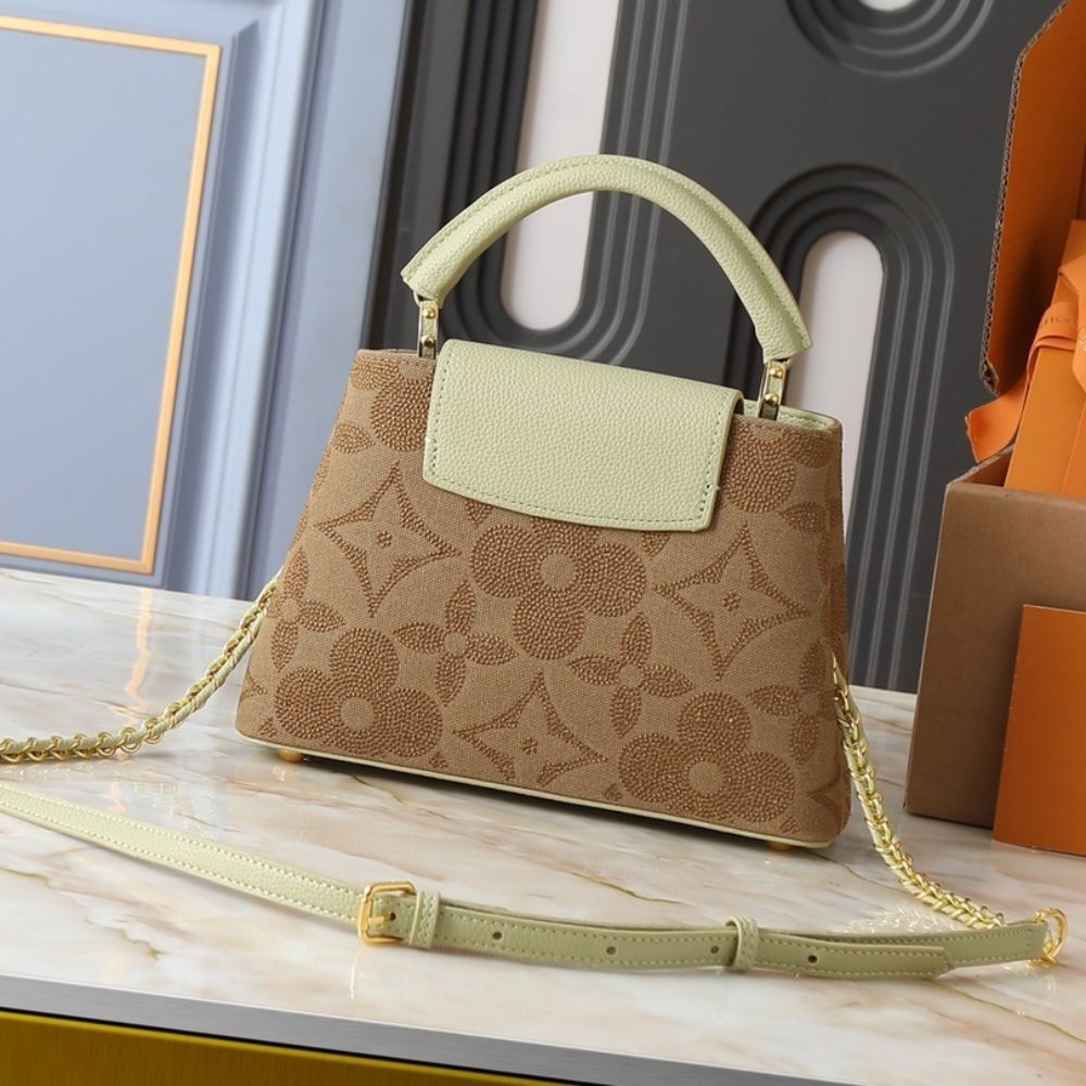 Louis Vuitton Capucines BB Green Brown 27cm