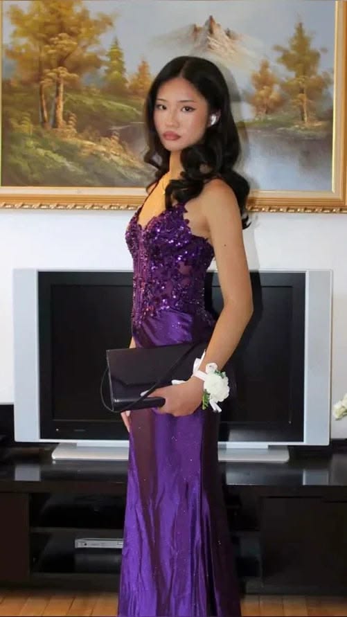 Glamorous Purple Satin Spaghetti Strap Evening Dress TP5714