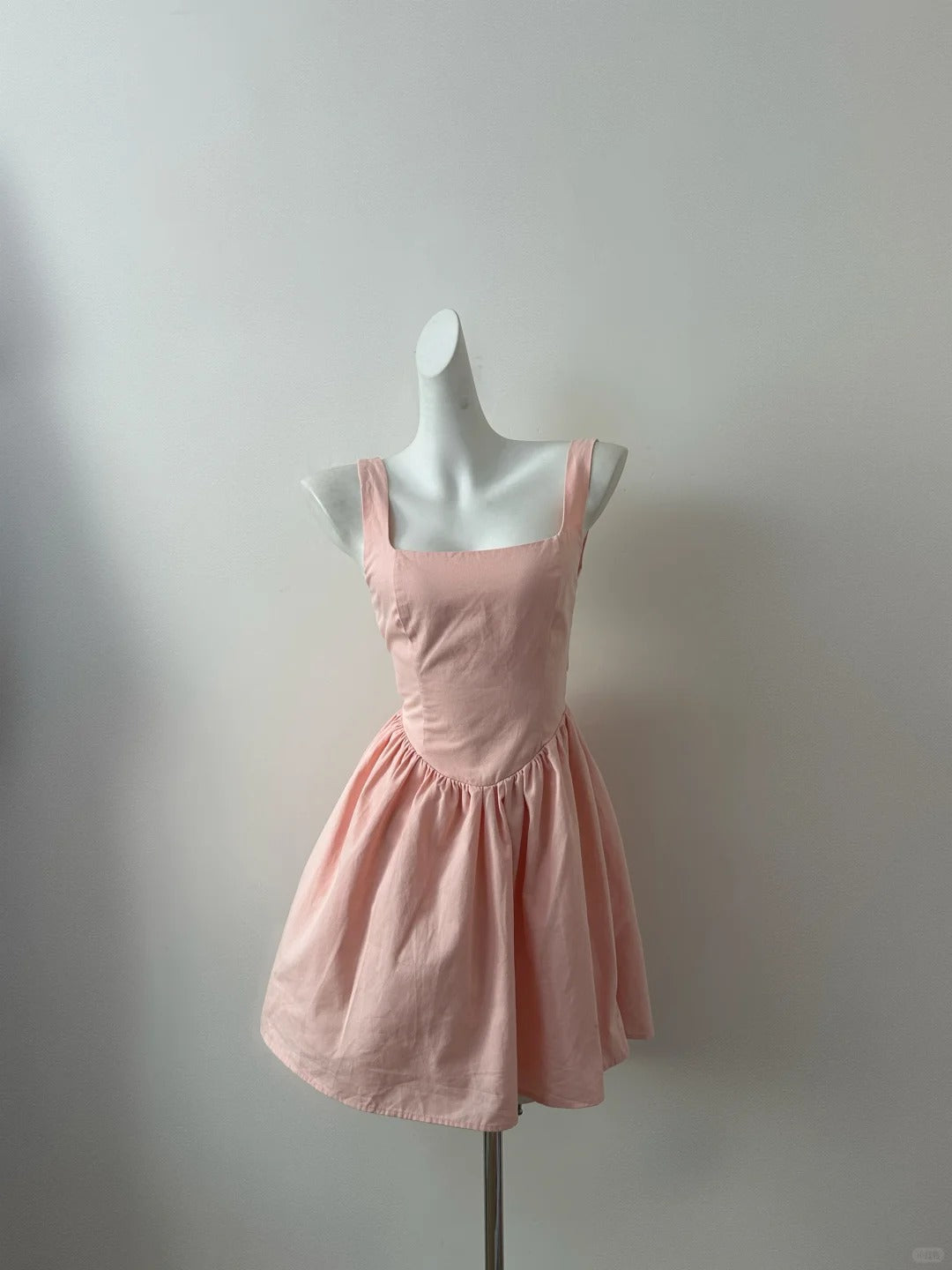 Pink/Blue Cute and Sweet Backless Square Neck Short Dress 11283