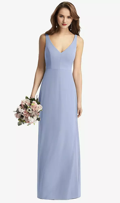 Sleeveless V-back long horn and floor length Prom dress