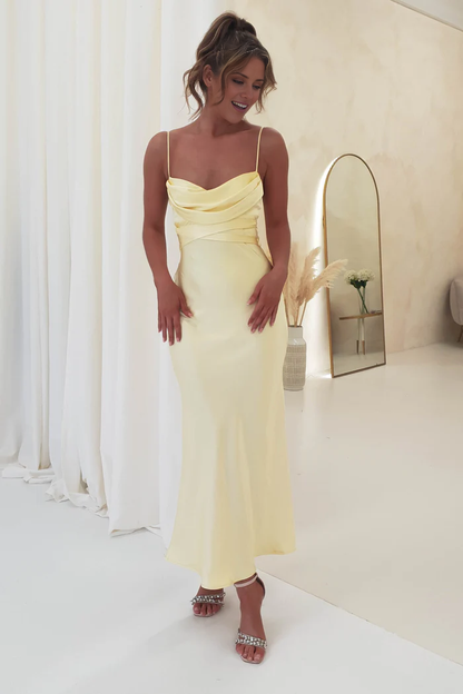 Thin shoulder straps pleated backless long Prom dress - Dress