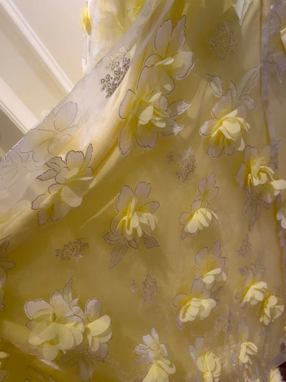 girlhomeshops--Yellow floral long chiffon prom dress gh5579