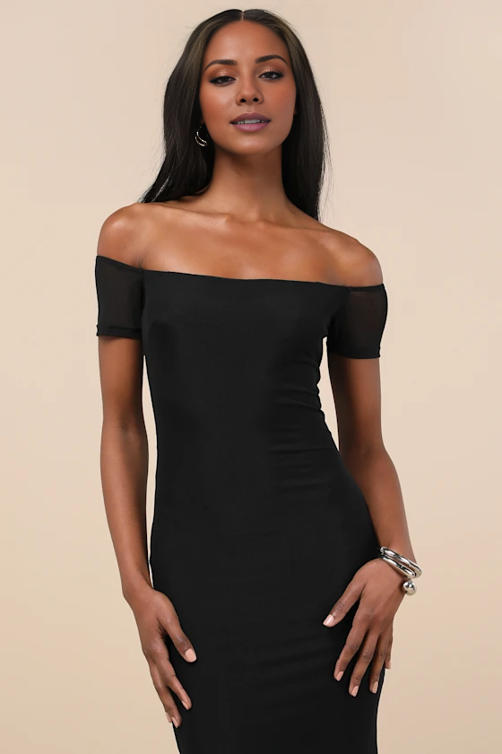 off shoulder collar sleeveless backless slit and floor length evening dress
