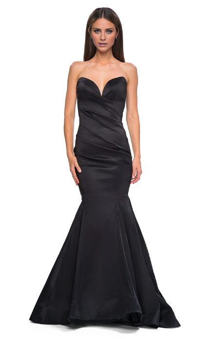 off shoulder strapless mermaid satin and floor length evening dress