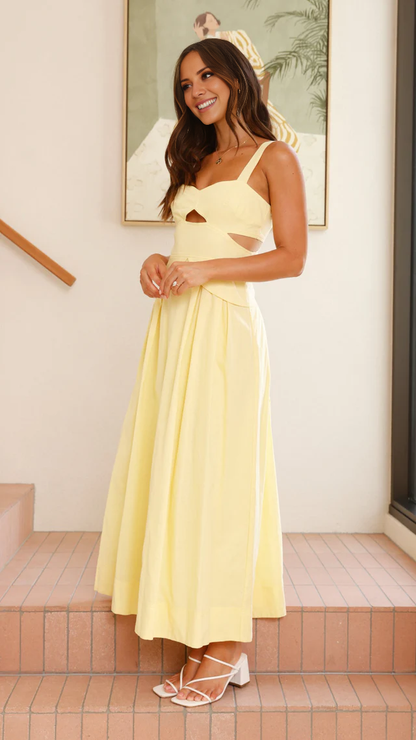 A-line boat neckline sleeveless backless long Prom dress