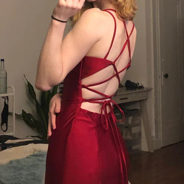 Mermaid V-neck Back Strap Long Prom Dress