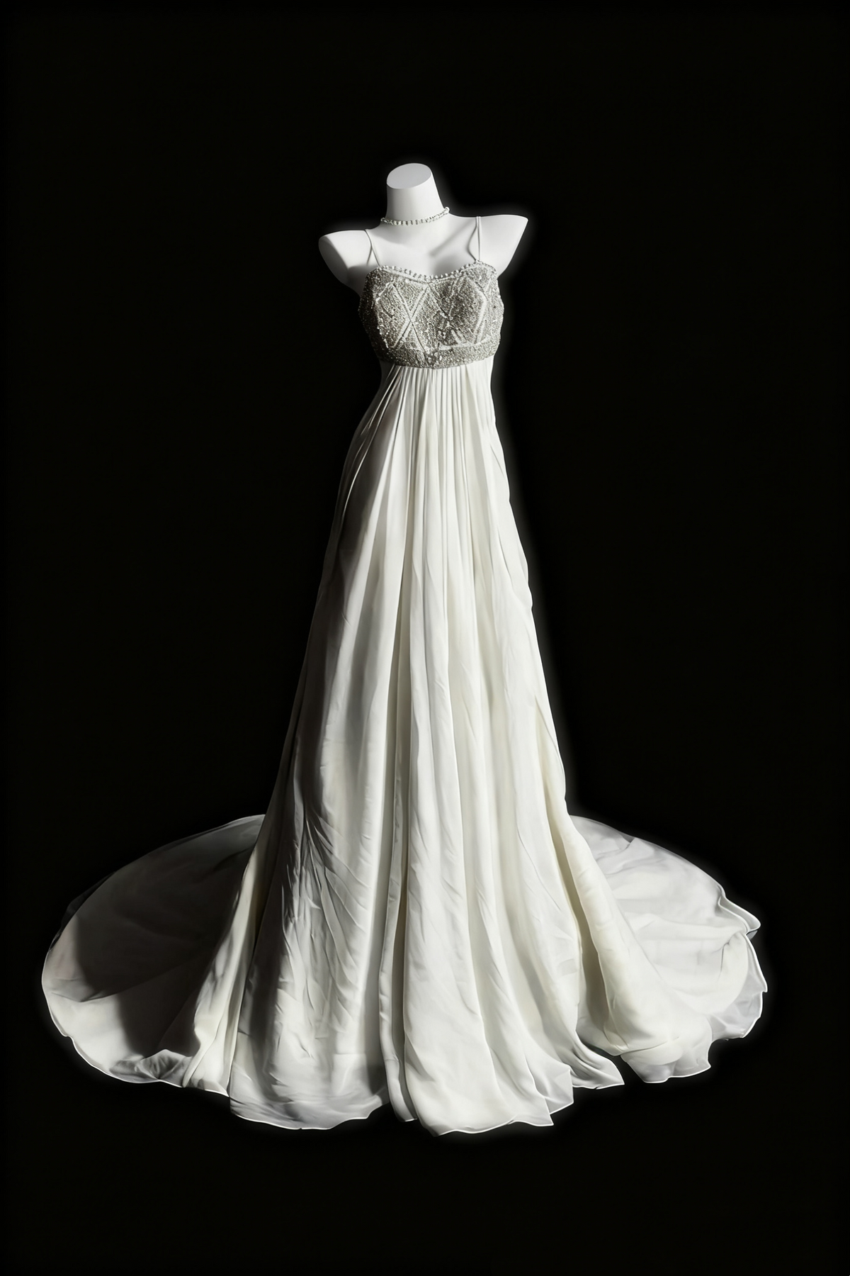 girlhomeshops-White, Delicately Beaded, Long Tulle Wedding Dress gh6286
