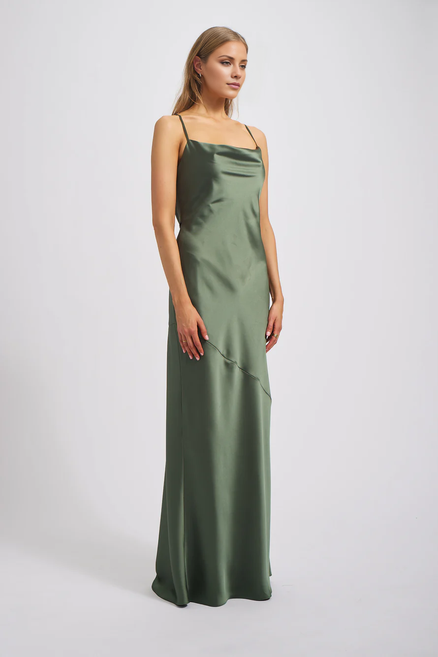 square neckline sleeveless thin shoulder strap backless and floor length Prom dress
