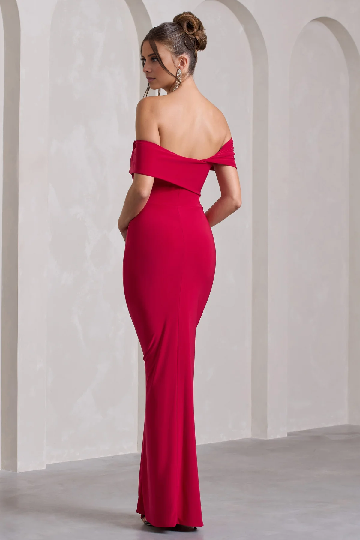 Asymmetric backless side slit and floor length evening dress - dress