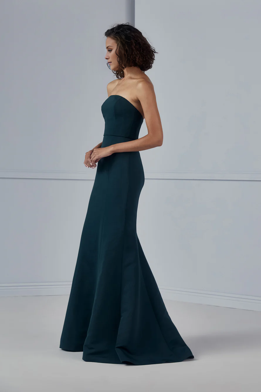 off shoulder collar sleeveless backless and floor length Prom dress