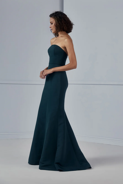 off shoulder collar sleeveless backless and floor length Prom dress