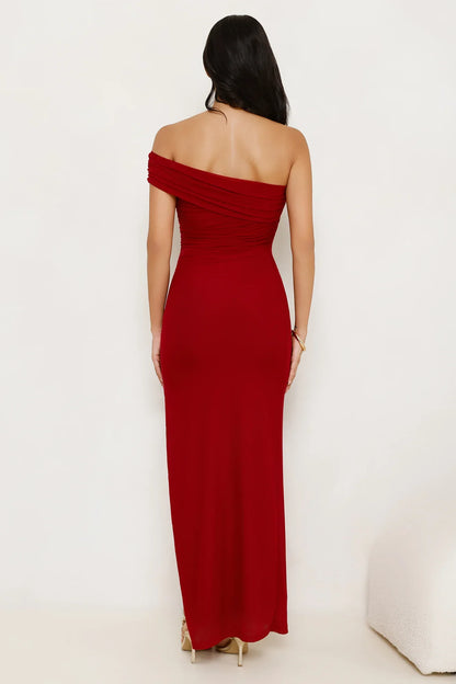 One shoulder backless side slit long style Prom dress