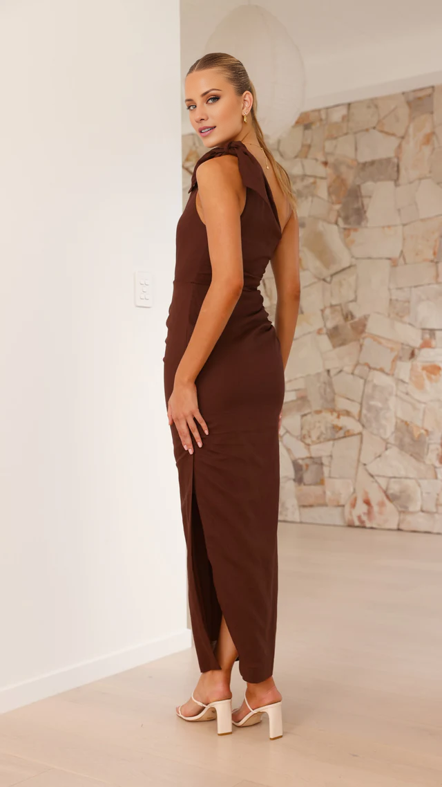 One Shoulder Sleeveless Off Shoulder Bow Detail Side Split Long Prom Dress