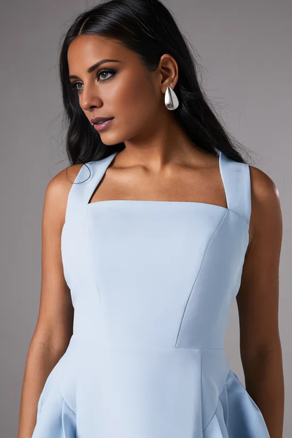 square neckline off shoulder sleeveless butterfly condensation back short Homecoming Dress