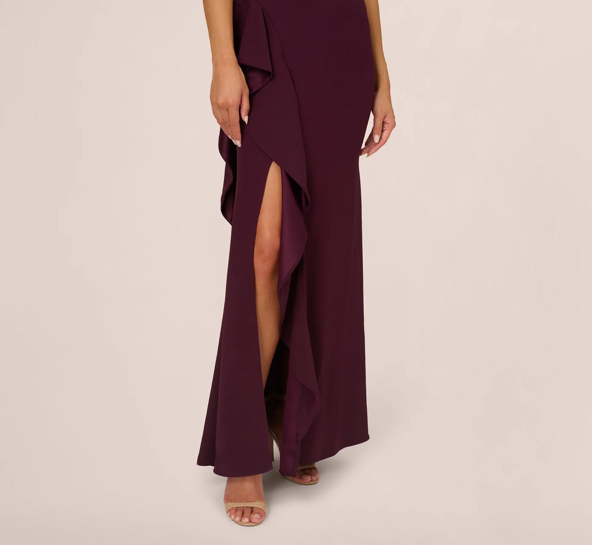 One Shoulder Long Satin Crepe Tail Long Prom Dress