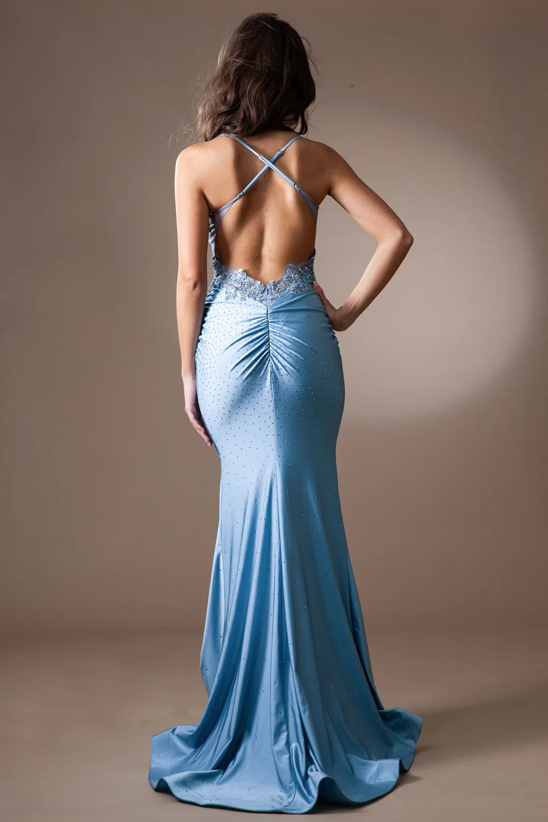Embroidered sequin decal long sleeveless tight corset dress