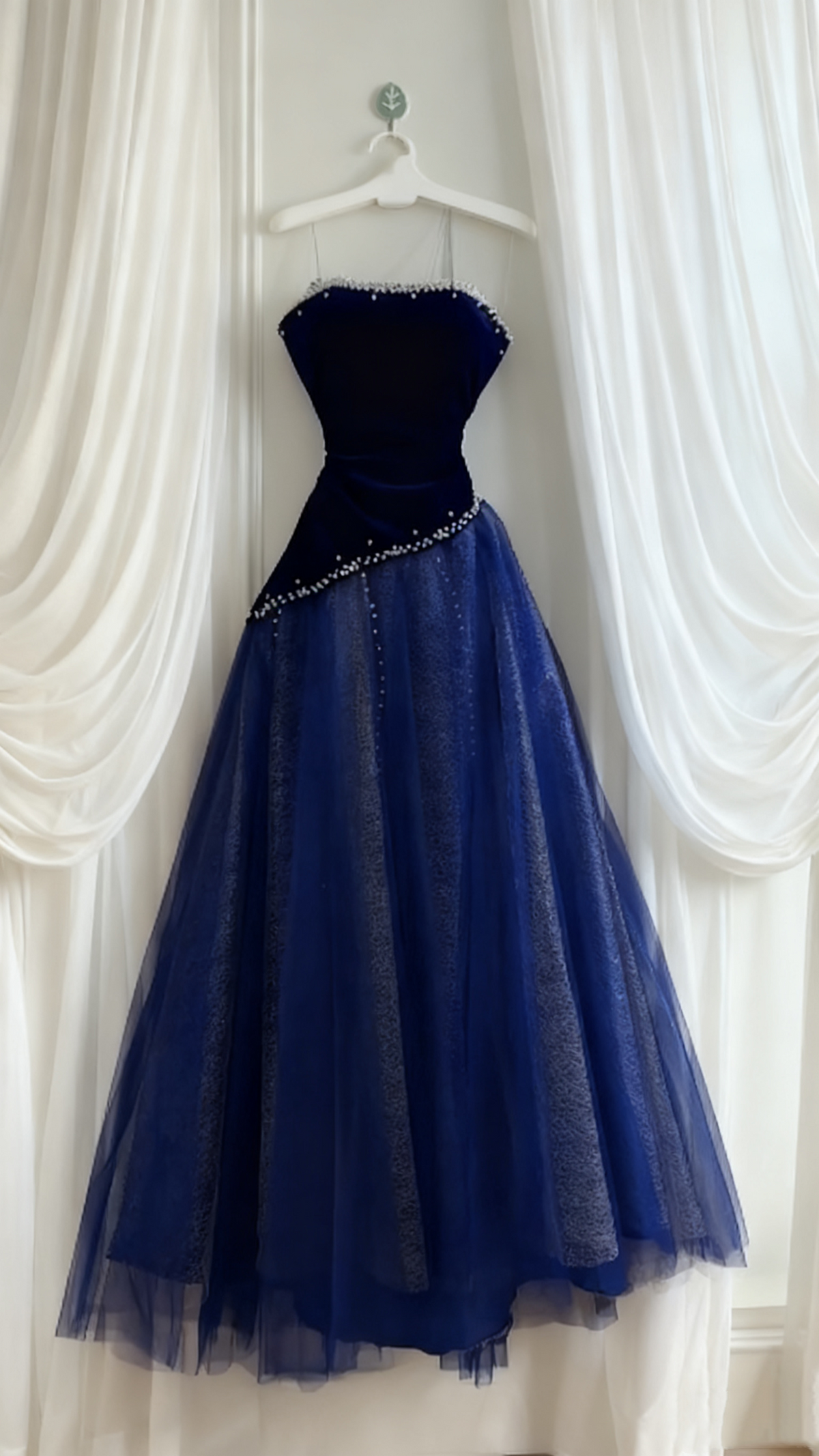 Sleeveless Burgundy Velvet & Tulle Gown | Luxury Elegant Pearl Trim Train Dress for Gala Ball gh6471