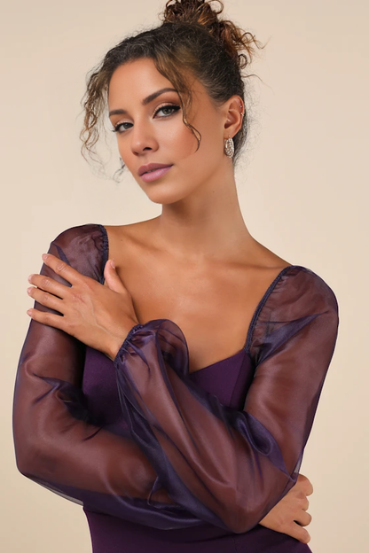 square neckline long sleeved back zipper backless short Homecoming dress