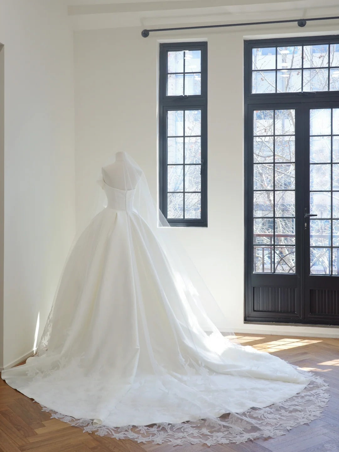 Girlhomeshops-(without veil)White Fashion Fairy Elegant Long Satin Long Trailing Prom Dress Evening Dress Wedding Dress gh5062
