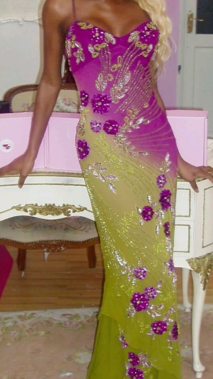 Pretty Spaghetti Straps Chiffon Beaded Ruffles Sheath Long Evening Dress Formal Prom Gown SP264