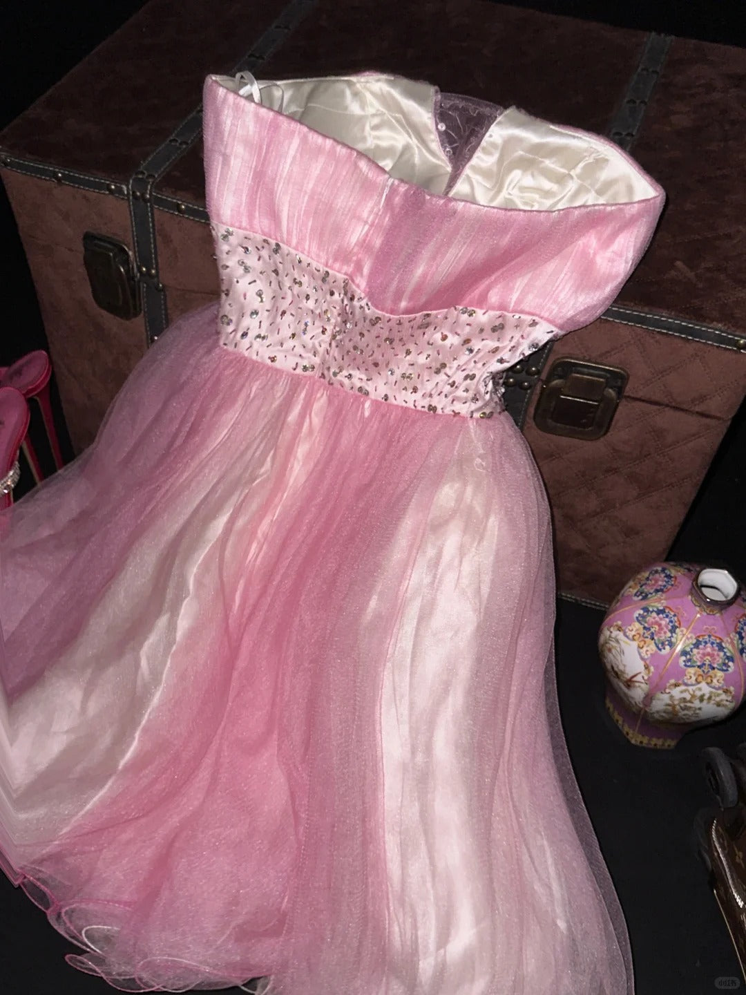 Pink Homecoming Dress Gorgeous Beaded Short Tulle Ball Gown Evening Dress gh4418