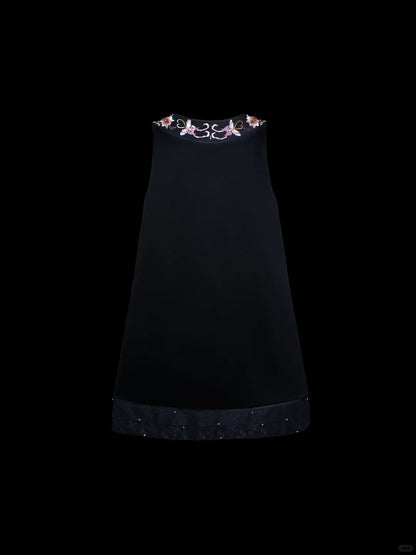 Girlhomeshops-Black exquisite floral elegant fairy girl short satin homecoming dress birthday dress gh5371