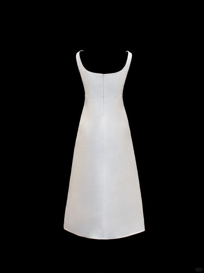 Girlhomeshops-White Delicate Floral Short Satin Homecoming Dress Birthday Dress gh5375