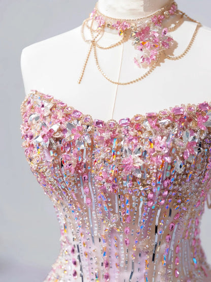 Fairy Luxury Pink Diamond Starlight Strapless Ballgown - Dinner & Red Carpet Gorgeous Dress gh6565
