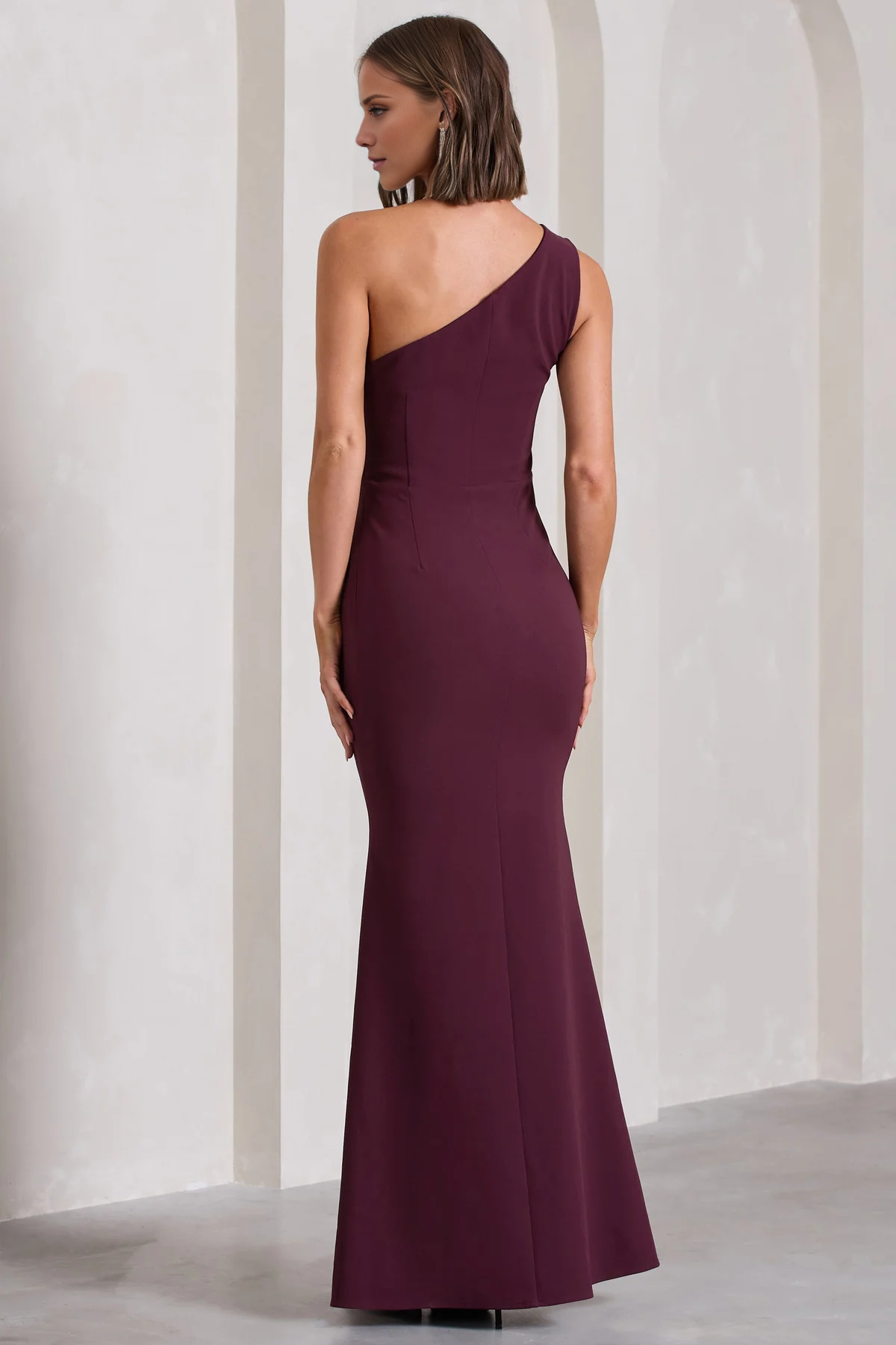 One shoulder pleated and floor length evening dress - Dress