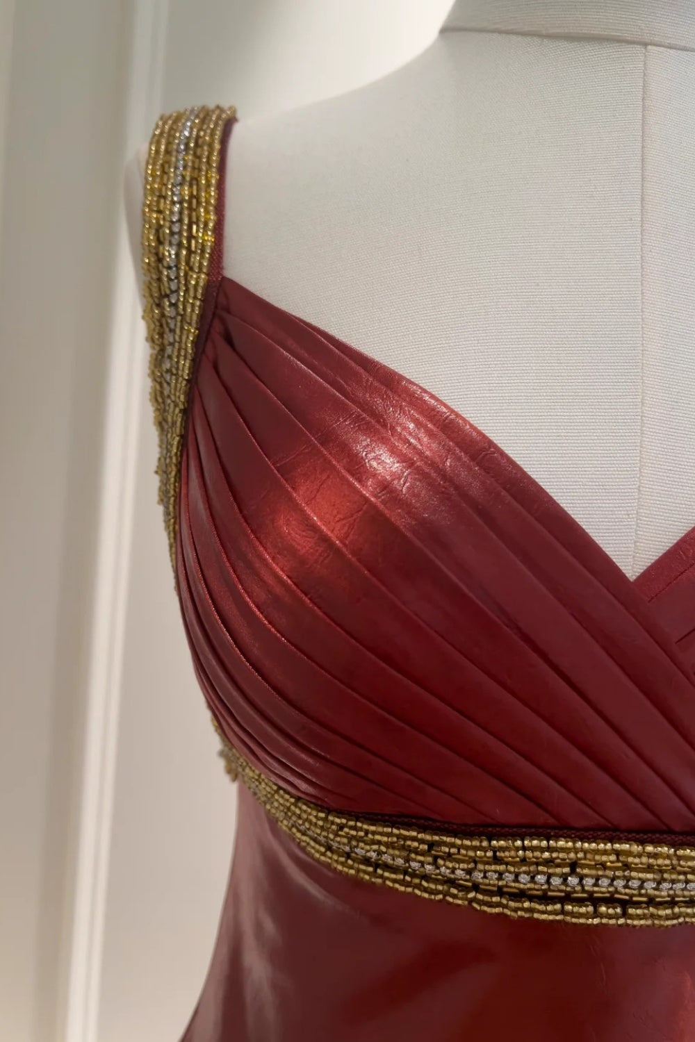 Leather red vintage dress gh6796