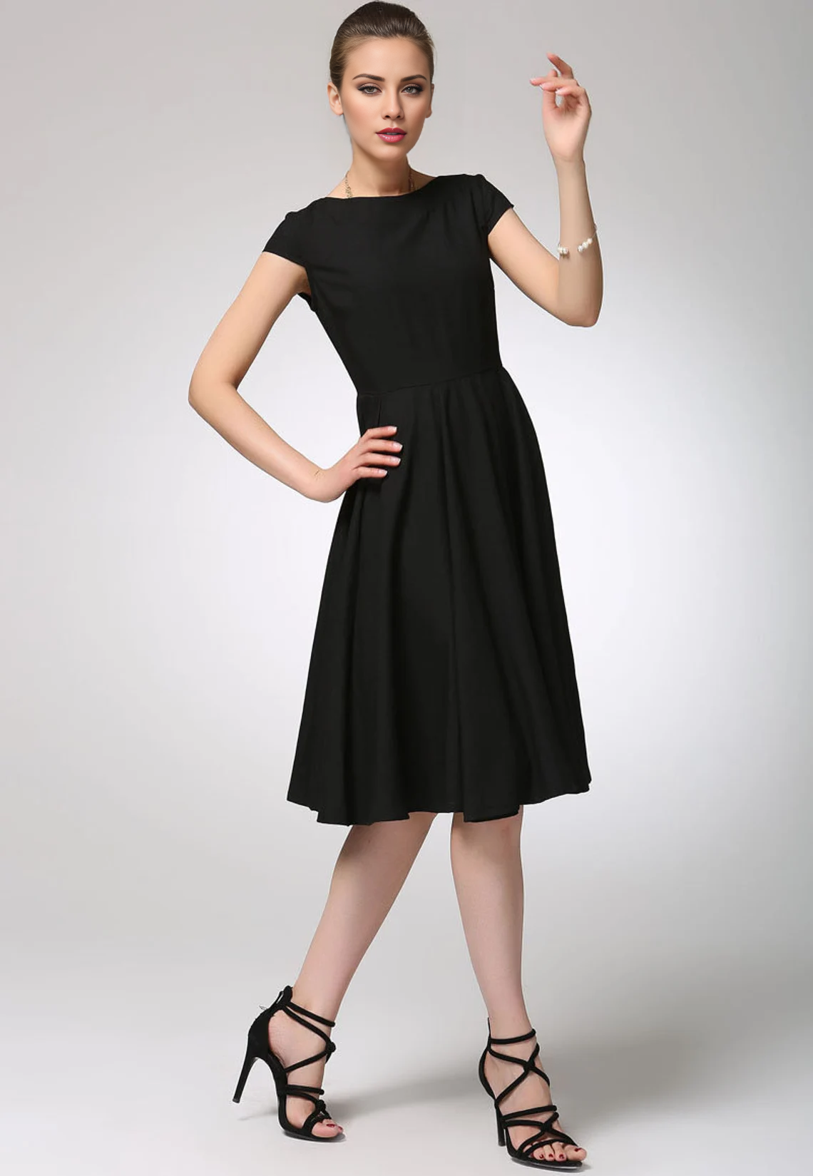 Summer Round Collar Short Sleeve Homecoming Dress