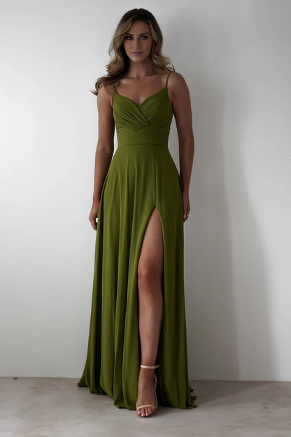 Thin shoulder strap with open back and floor length Prom Dress - Dress