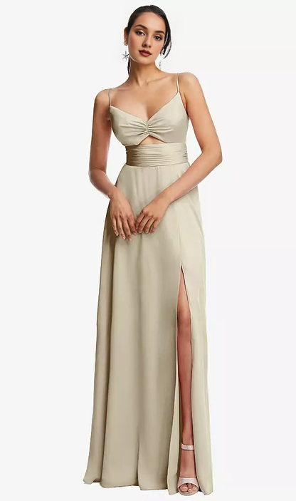 Adjustable shoulder straps triangular hollow tight corset long Prom dress