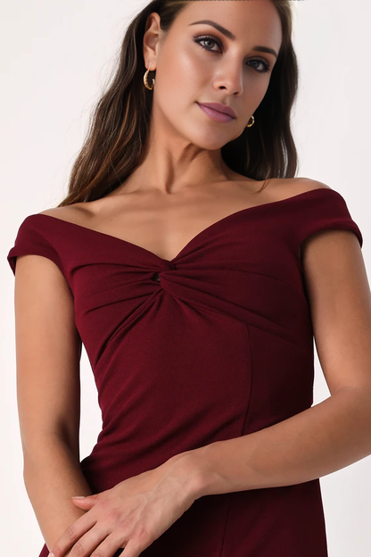 off shoulder collar sleeveless backless side slit and floor length evening dress