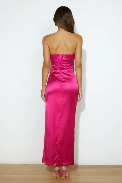 off shoulder collar satin backless side slit long Prom dress