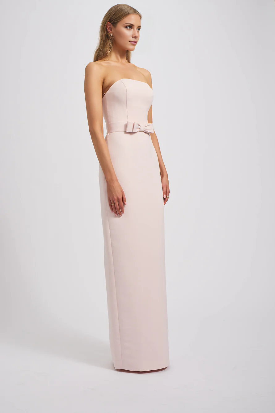 off shoulder collar sleeveless backless slit and floor length Prom dress