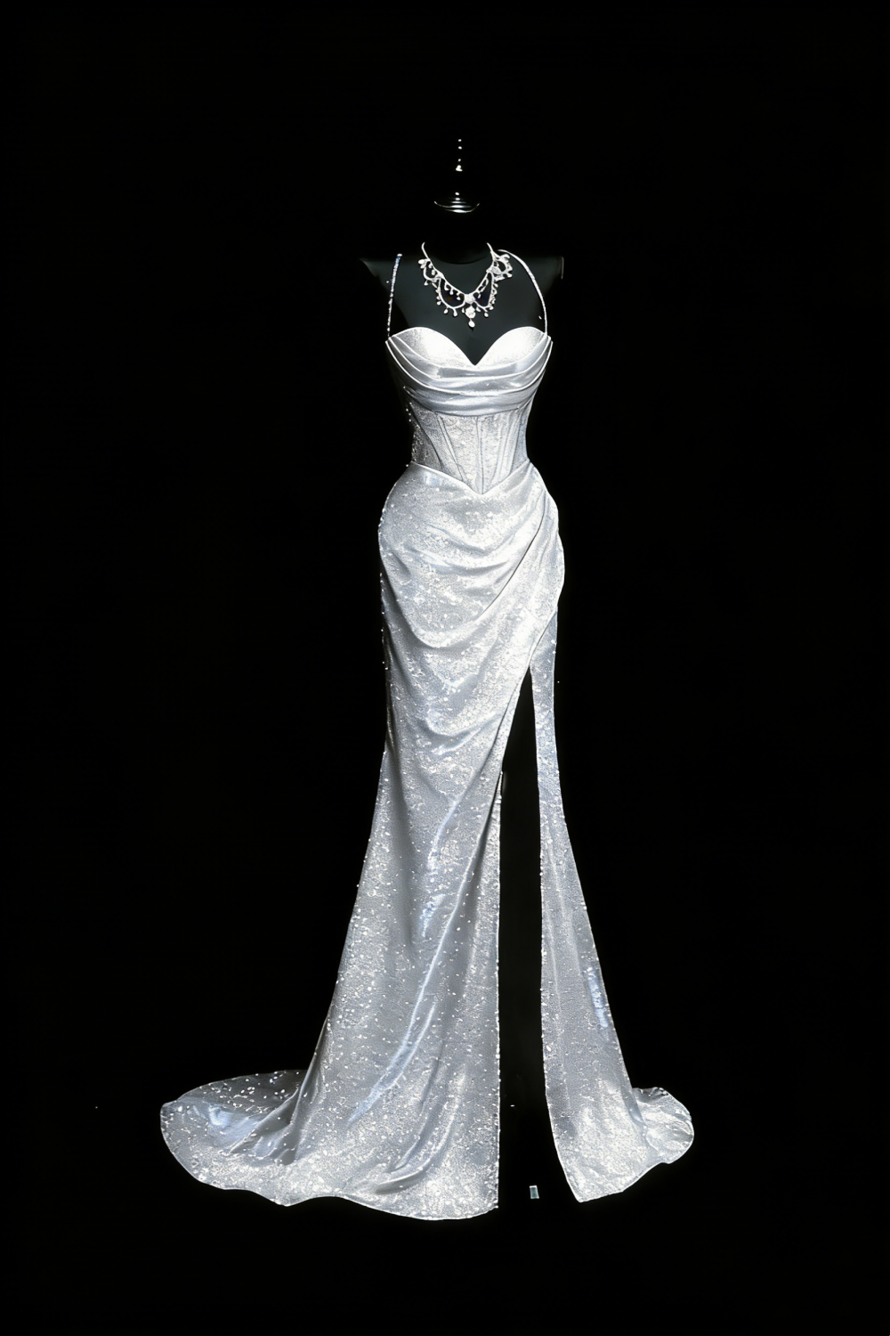 Galaxy Iridescent Style Blue Shimmer Halter Mermaid Gown - Starlight Theme Dinner & Red Carpet Dress gh6570