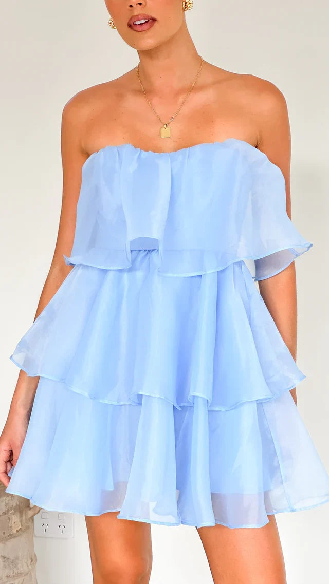 off shoulder collar sleeveless strapless backless short Homecoming Dress